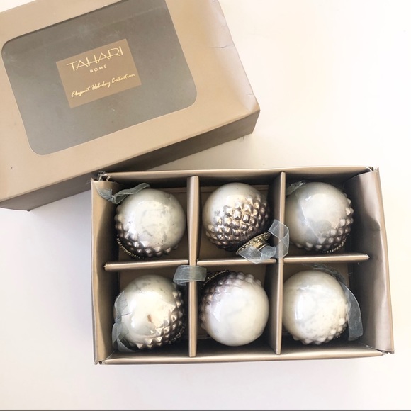 Tahari Home Accents Tahari Home Glass Christmas Ornaments Set Of 6